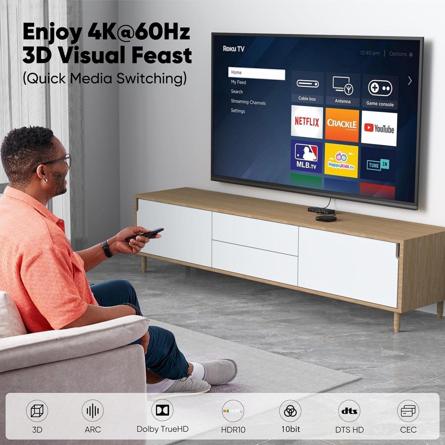 4K 0.5FT 2-Pack, 6 Inch 18Gbps 2.0 4K@60Hz 2K@144Hz, HDR10, Dolby, 2.2 HDMI Cable High Speed HDMI Cord, Support / ARC