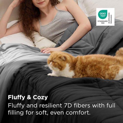 Bedsure Black/Grey Comforter - Luxurious Softness & Warmth | Free Comforter Offer
