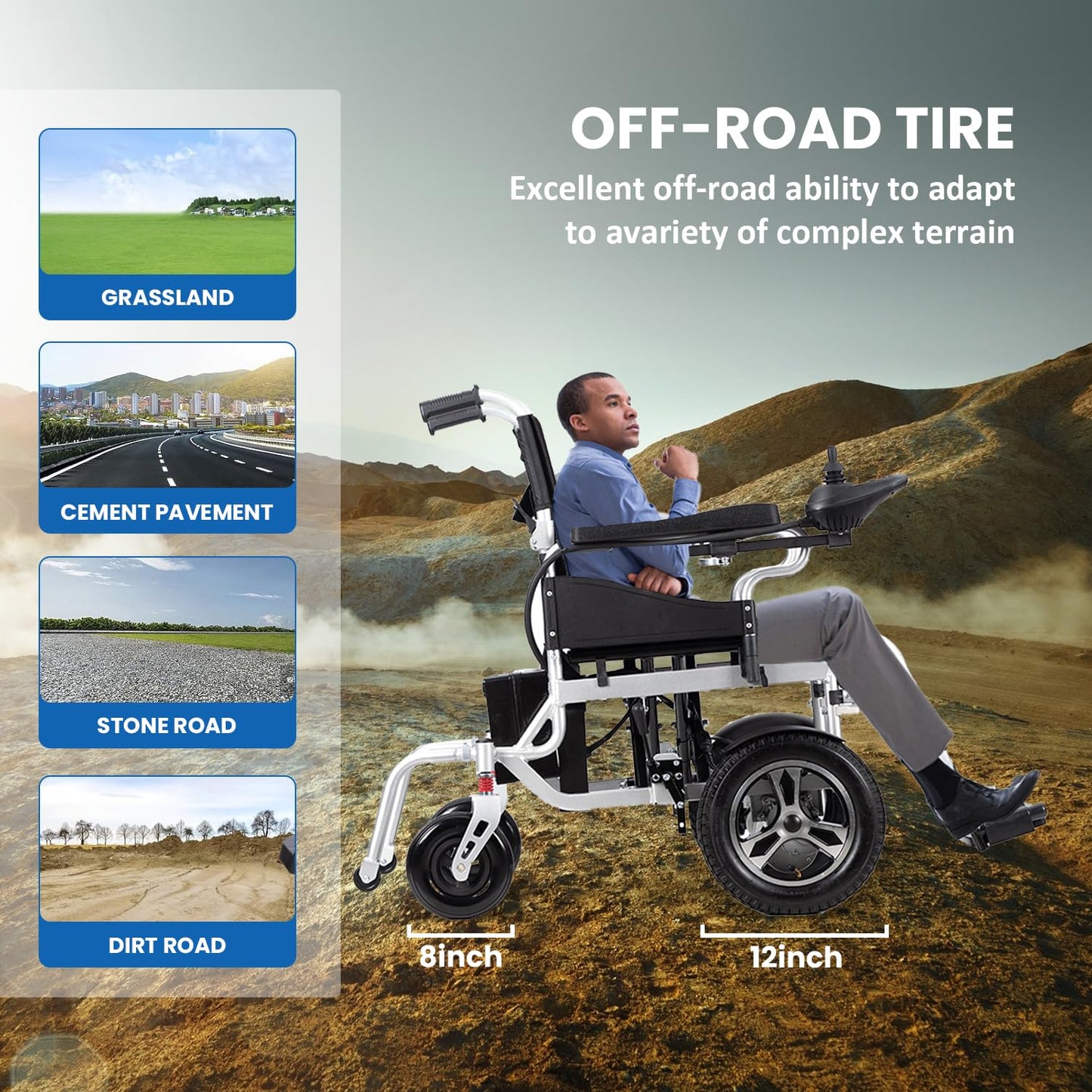 Lightweight Electric Wheelchair,Foldable Power Wheelchairs for Adults,500W All Terrain Motorized Wheelchair,Portable Intelligent Mobility Wheechair for Seniors,Airline Approved Travel Wheelchairs