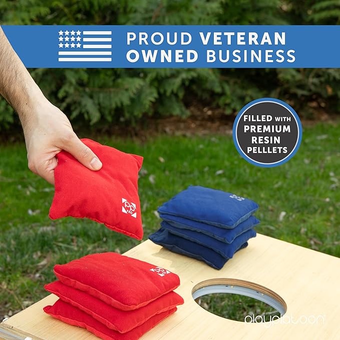Professional Cornhole Bags - Set of 8 Regulation All Weather Double Sided - Sticky Side/Slick Side Bean Bags for Pro Corn Hole Game