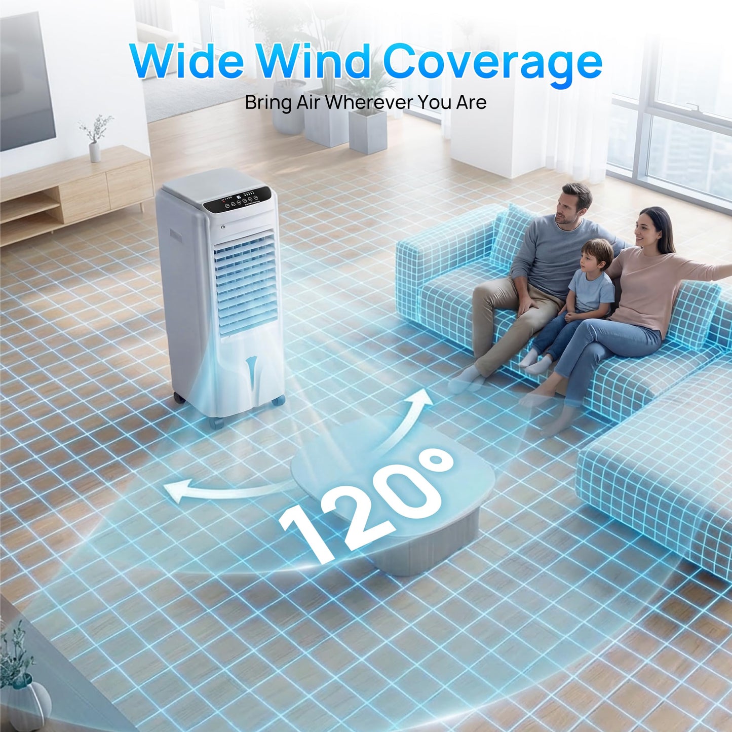 Swamp Cooler, 1800 CFM Windowless Portable Air Conditioner with 4.2 Gal Water Tank,120° Swing, 12H Timer, 3 Speeds, 3 Modes, 3-IN-1 AC Unit, Evaporative Air Cooler for Room,Bedroom,Office,frost White