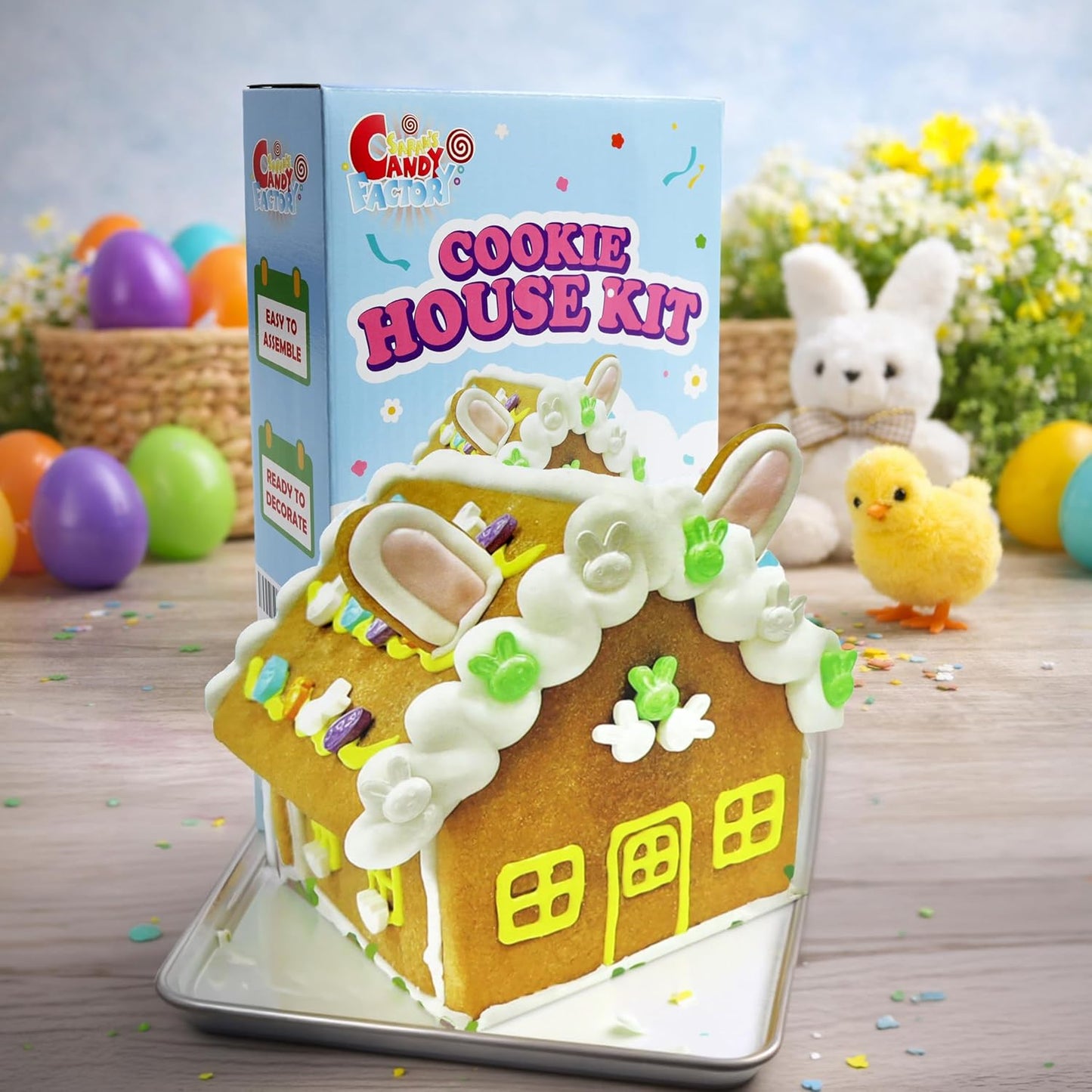 Spring Cookie Decorating Kit by Bunny House - Fun DIY Activity with Icing & Candies | Pre-Baked Panels Included
