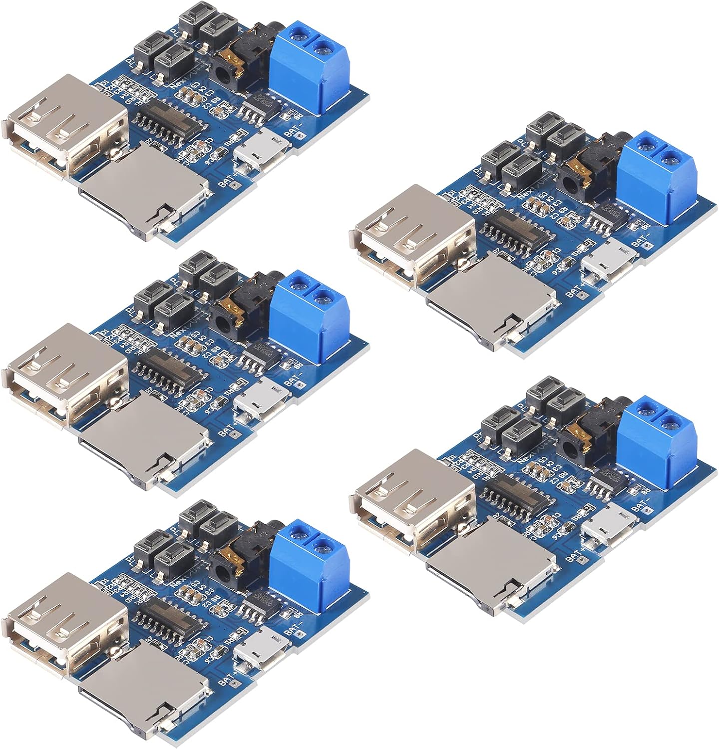 AITRIP 5PCS MP3 5V TF Card U Disk Play Decoder Player Module with Audio Amplifier Audio Decoding Player Module Micro