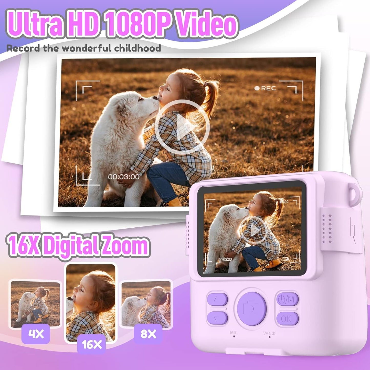 ESOXOFFORE 3-12,Kids 3 4 5 6 7 8 9 10 32GB Instant Print Camera for Kids, Christmas Birthday Gifts for Girls Boys Age
