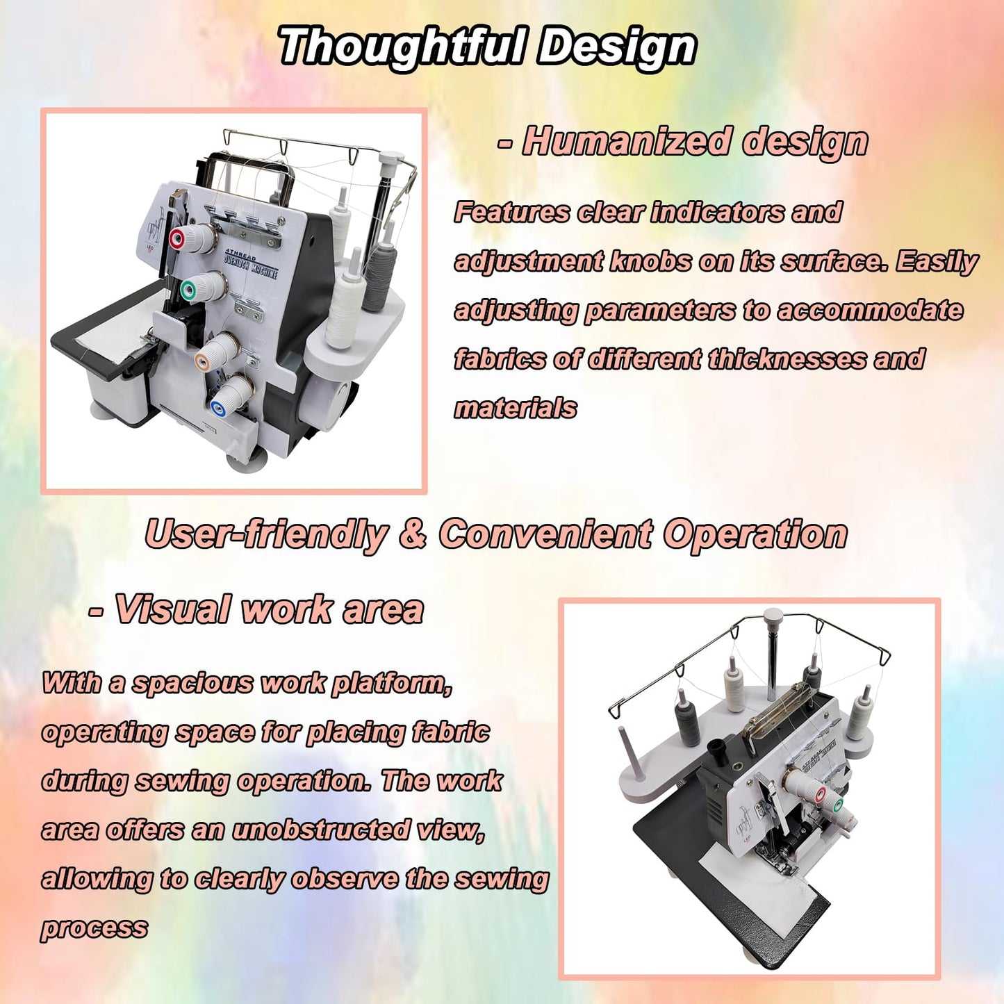 INTBUYING Serger Overlock Machine, Serger & Overlock Machine with Heavy-Duty Metal Frame, Twin-needle 3/4 Thread Overlock Machine 110V, for Sergering Overlocking Professional & Home Use