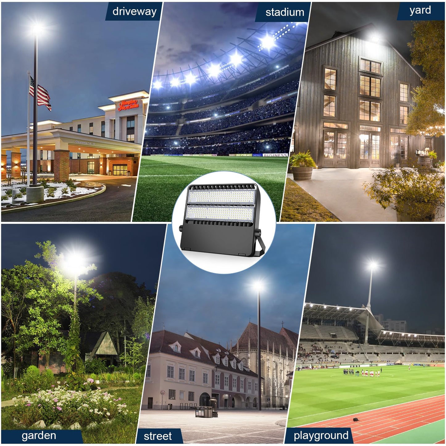 Tomourd 3 Pack 240W LED Stadium Lights 36000LM, Super Bright Shoe Box Flood Light for Sports Arena & Parking Lot, 5000K 120° Wide Angle, 110-277V Outdoor High Mast Fixture