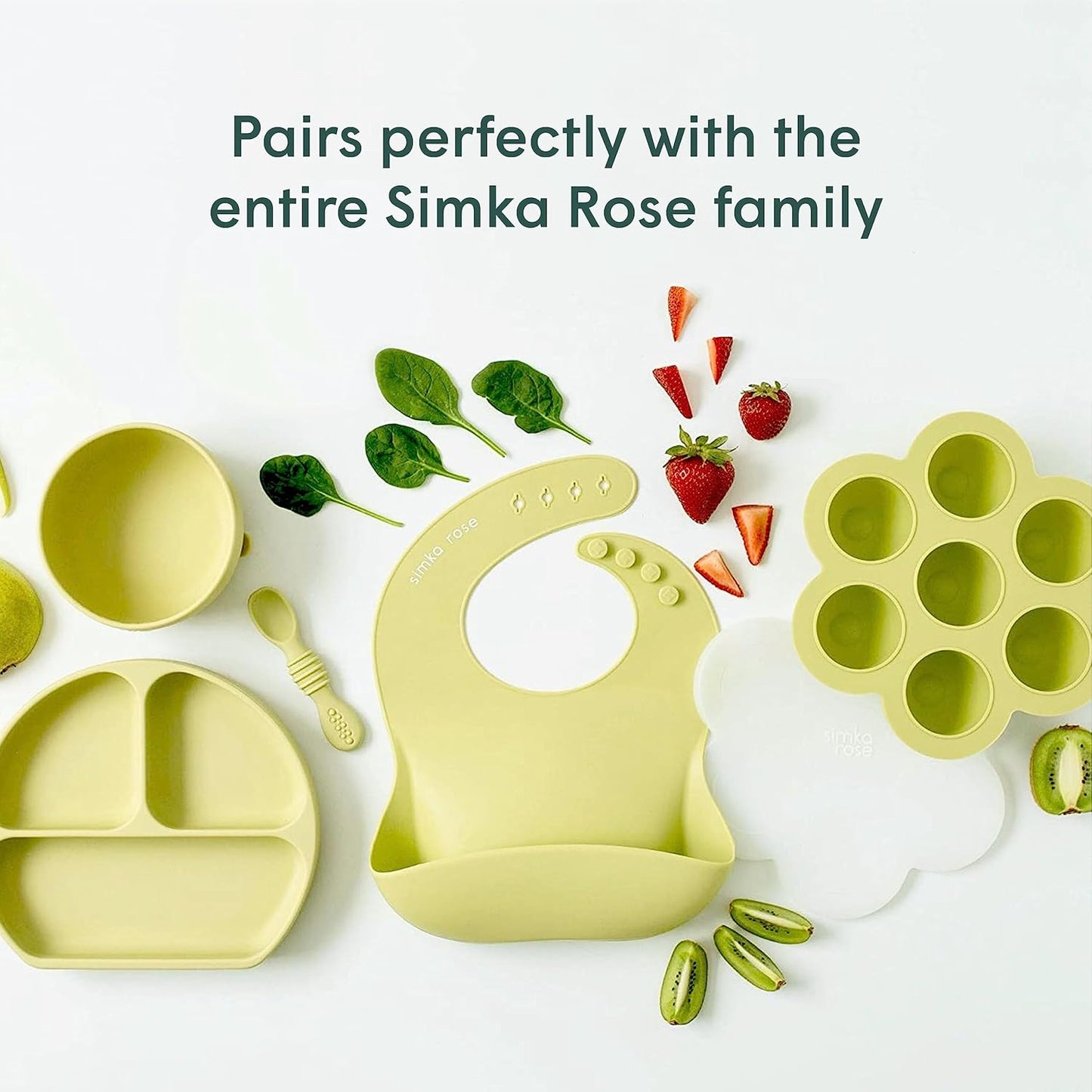 Simka Rose Silicone Baby Spoons - Self Feeding Infant Spoons (6 Pack) | Easy on Gums, Dishwasher Safe, 6 Months+