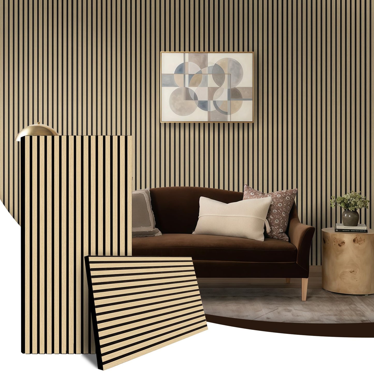 JUWEI DIRECT Wood Slat Acoustic Panels – 3D Textured Wall Panels for Noise Reduction & Modern Decor, Soundproof Panels for Bedroom, Office & Home Theater (13# Classic Oak1, 47.2 x 23.6 x 0.7 inches)