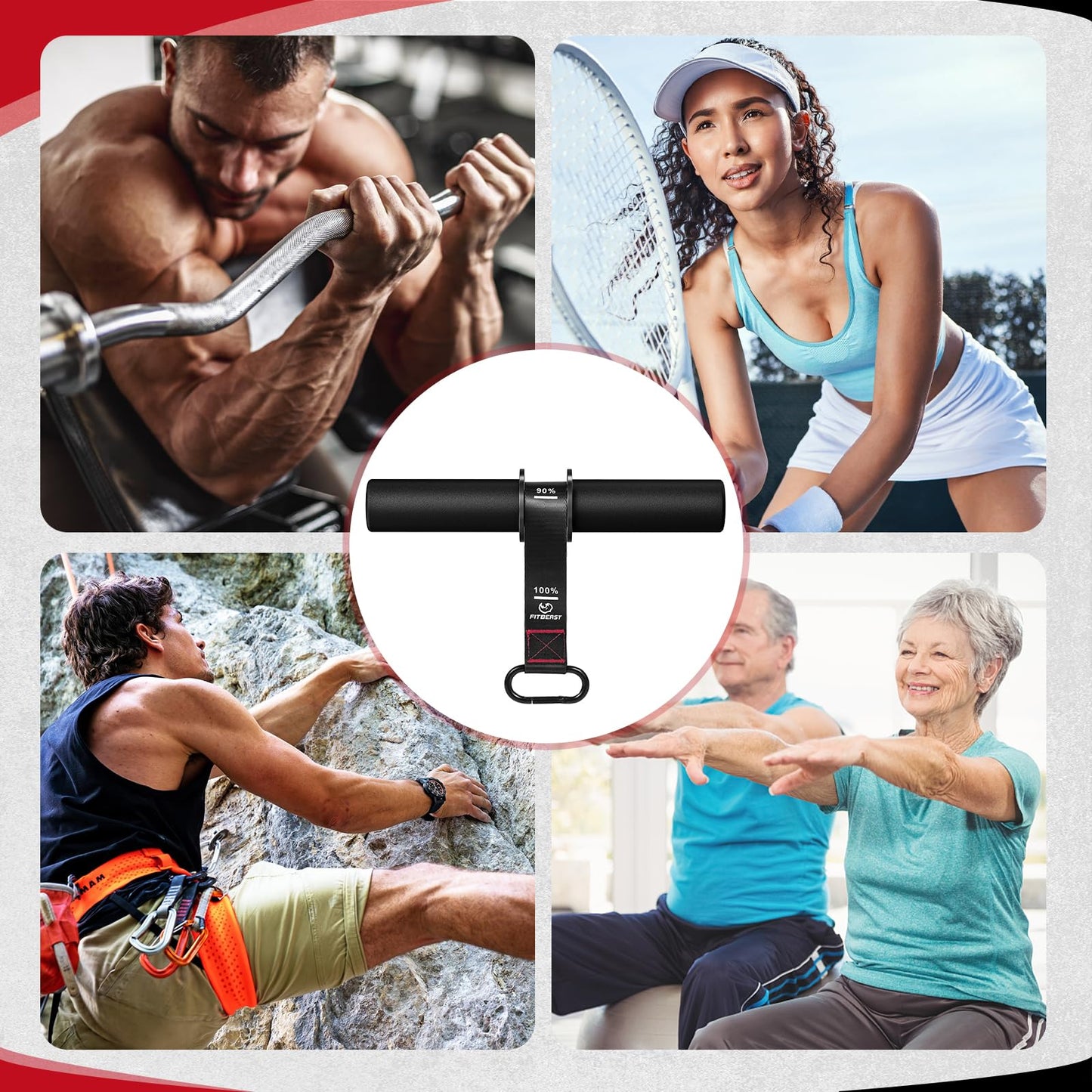 FitBeast Forearm Strengthener & Wrist Roller - Forearm Strength Trainer with Thickened Anti-Slip Grip Handles&Adjustable Strap, Perfect for Forearm Exercising, Boosting Grip Strength, Muscle Building