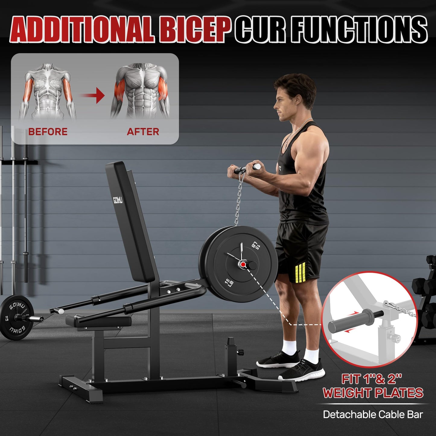 Goimu SD01 Seated Dip Machine, 400LBS Strength Training Upper Body Machine with Tricep Dip Press & Cable Bar for Home Gym, Compact Design for Chest, Biceps, and Triceps Workout (Black)