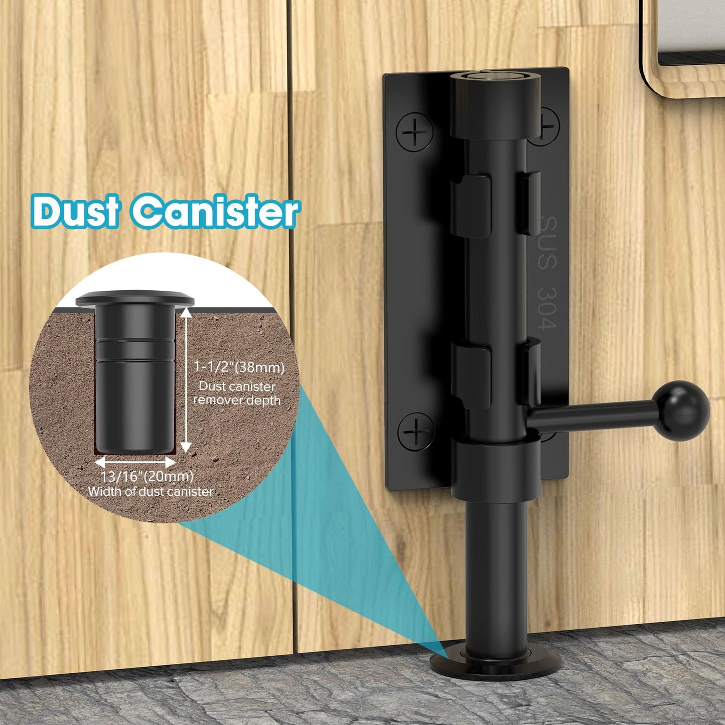 MeBantoo Slide Bolt Gate Latch Hardware, Barrel Bolt Latch, 6.3 Inch Heavy Duty Solid 304 Stainless Steel Black Finish Lock for Wooden Fence/Shed/Yard/Barn Door/Interior and Outdoor (Black)