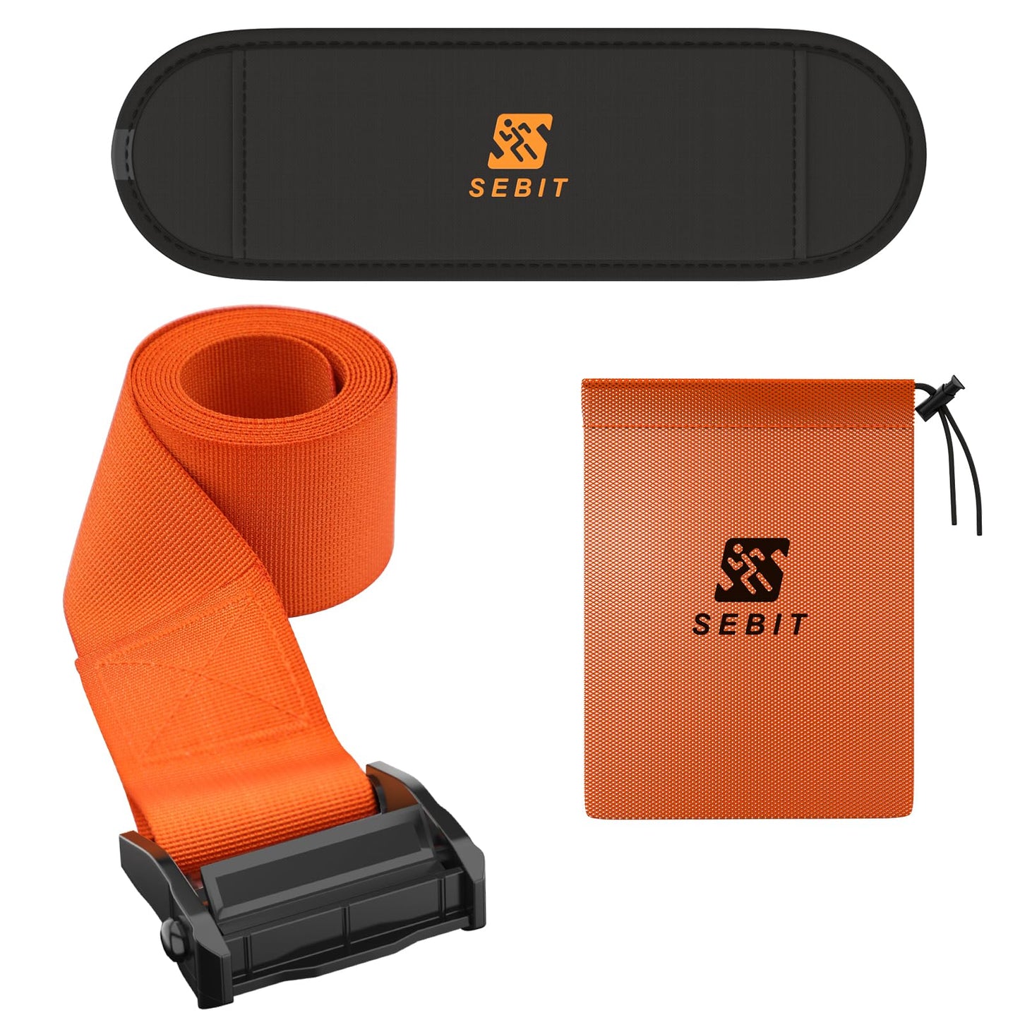 SEBIT Hamstring Curl Strap,59 inches Adjustable Squat Strap Foot Dumbbell Strap,Exercise Strap Assisted Leg Curl Strap Leg Tibialis Raises Workout for Outdoor(Dark Golden Orange)