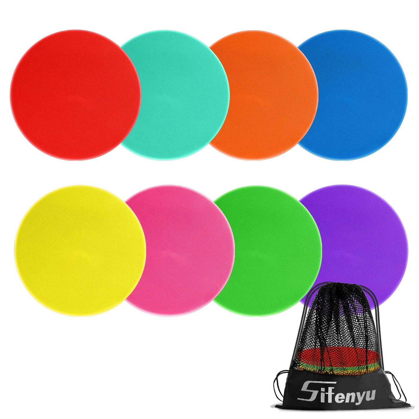 Poly Spot Markers Rubber Floor Dots 9 inch 8/16/24 Pcs Flat Cones Non-slip Agility Markers Poly Spots for Gym Soccer Basketball Sports Speed Agility Training, Classroom Activities, Exercise Drills