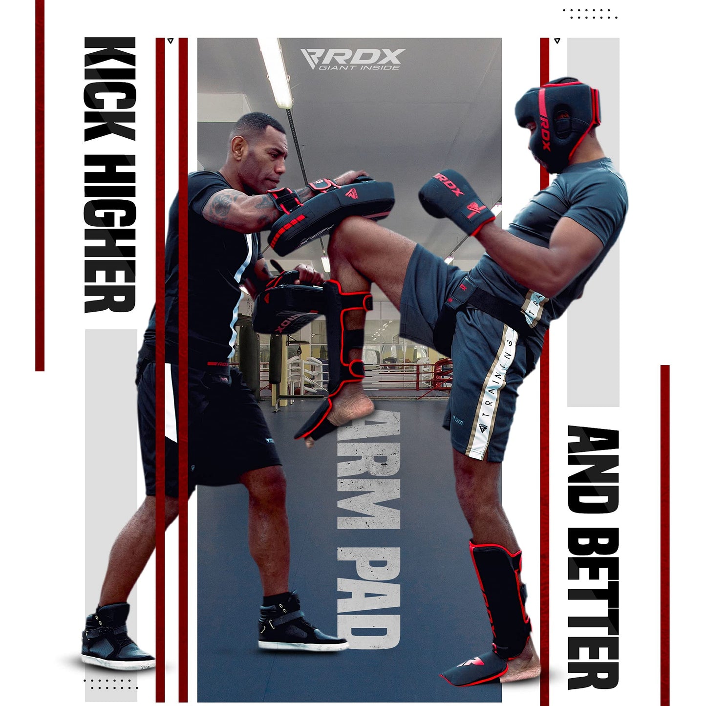 RDX Thai Pads Curved Kickboxing Muay Thai with Solid Handle Grip, Maya Hide Leather KARA Strike Shield for Knees Elbows Kicks Punches, Coaching Training Boxing MMA Martial Arts Taekwondo Combat Sports