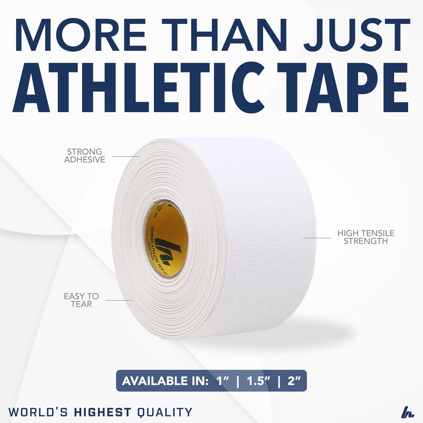 Howies Athletic Tape - 2" x 15yd White Athletic Tape, Pro Grade Strength - Sports Tape for Athletes and Medical Trainers, Fingers, Ankles, Wrist, Boxing, Football, Gymnastics (4)