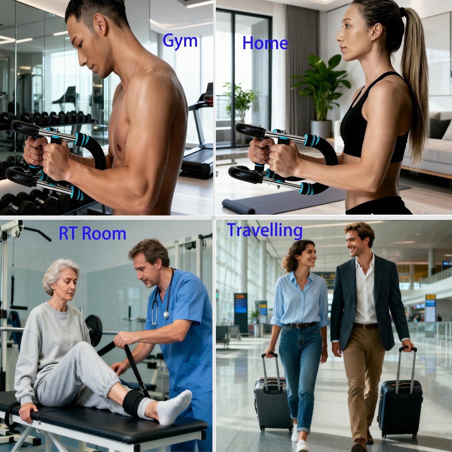 UPGRADED Unisex Adjustable Twister Arm Trainer (60-110lbs), 3-Level Foldable Chest Workout Exerciser for Upper Body Strength Training, Portable Spring Workout Bar Fitness Equipment