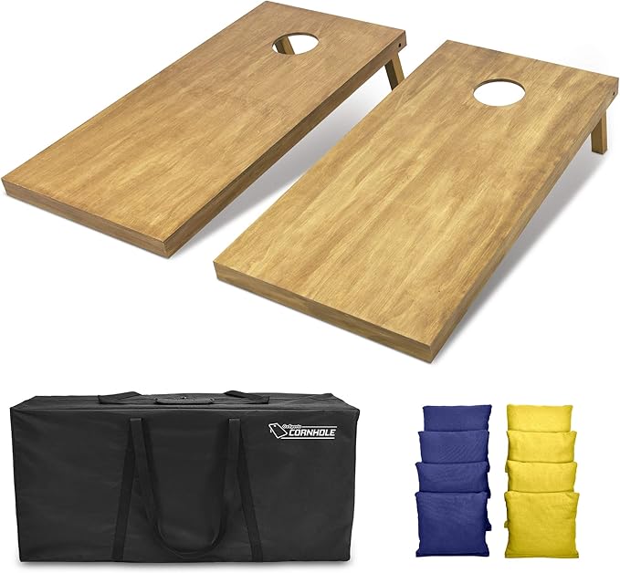 GoSports 4 ft x 2 ft Regulation Size Wooden Cornhole Boards Set - Includes Carrying Case - Full Regulation Size Bean Bag Toss Boards