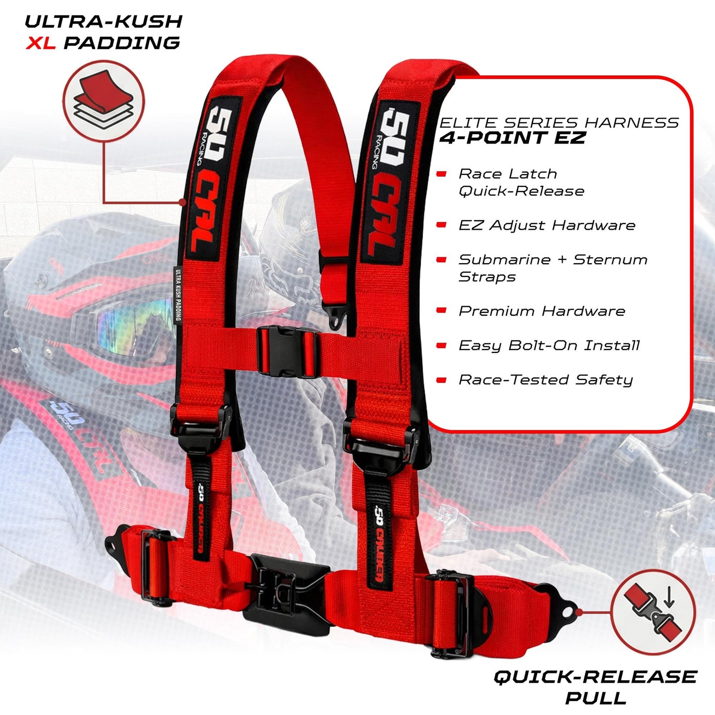 1pc 5 Point Harness for Bucket Seat, Quick Release, 10 Color Options, Racing Harness 5 point, Race Car, Off Road, UTV, RZR (Stealth Black 5pt, 3in) [6365]