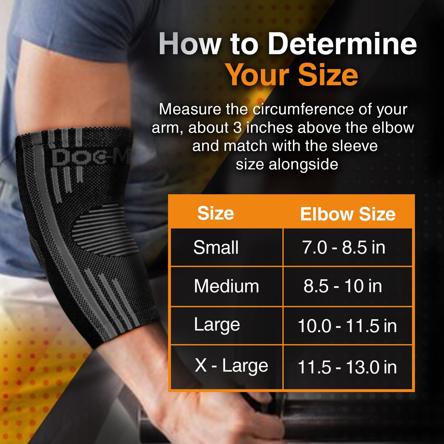 Doc Miller Elbow Compression Sleeve for Tendonitis – Medical Compression Support, Arm Brace for Tennis Injuries, Bursitis Relief Sleeve, Tendon Support for Active Use for Women & Men – 1 Pair