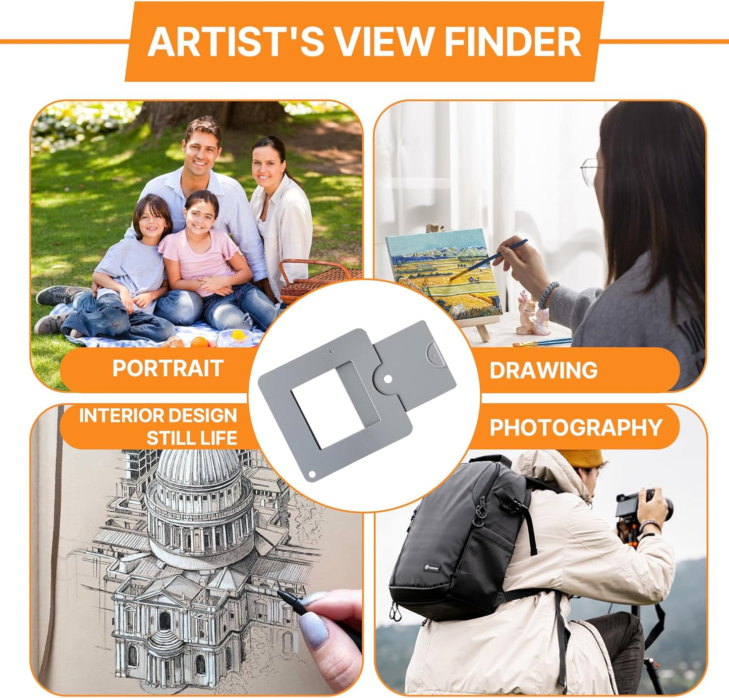 Ayxwkyfc 2 Pcs View Finder, Viewfinder for Artists, Sliding Viewfinder with Color Separation, Perfect for Painting