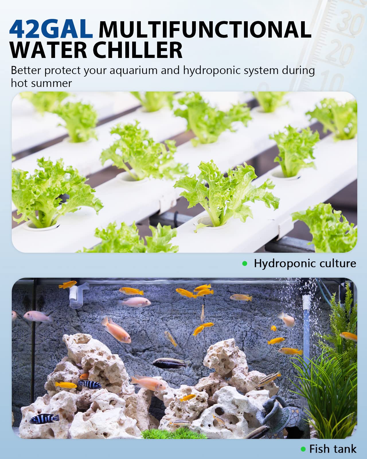 BAOSHISHAN 1/10 HP Aquarium Chiller 42 Gallon 160L Water Cooling System
