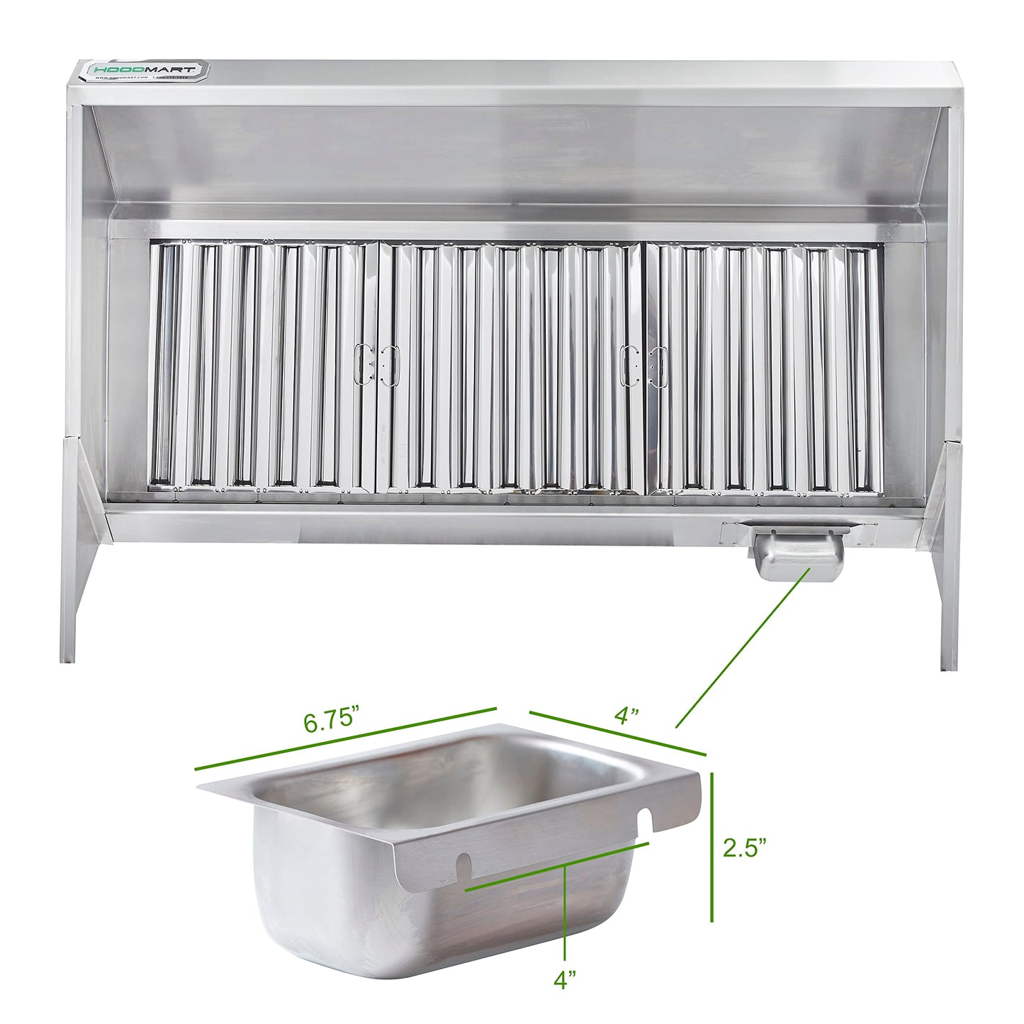 HOODMART 4' Concession Trailer Hood System for Food Truck | Commercial Range Hood with Direct Drive Exhaust Fan | Stainless Steel Kitchen Equipment with Install Kit Included