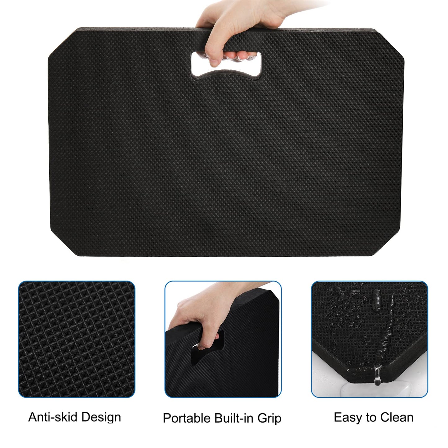Hacaroa 3 Pack Extra Thick Kneeling Pad, EVA Foam Garden Kneeler Comfortable Knee Pad Cushion for Work, Gardening, Baby Bath, Exercise, Yoga, Water Resistant, Black