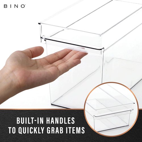 BINO Plastic Storage Bins - Shallow Multipurpose Organizer | Clear Kitchen Pantry Containers