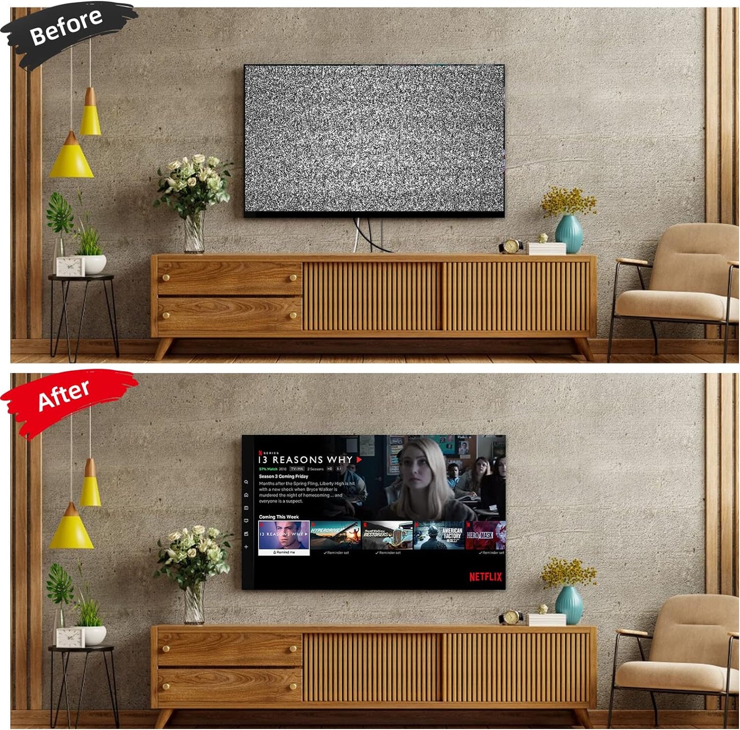 Riozoo 2 TV Wire Hider Kit for Wall Mount TV, White in Wall Cable Management Kit, Includes Pass Throughs and Hole Saw
