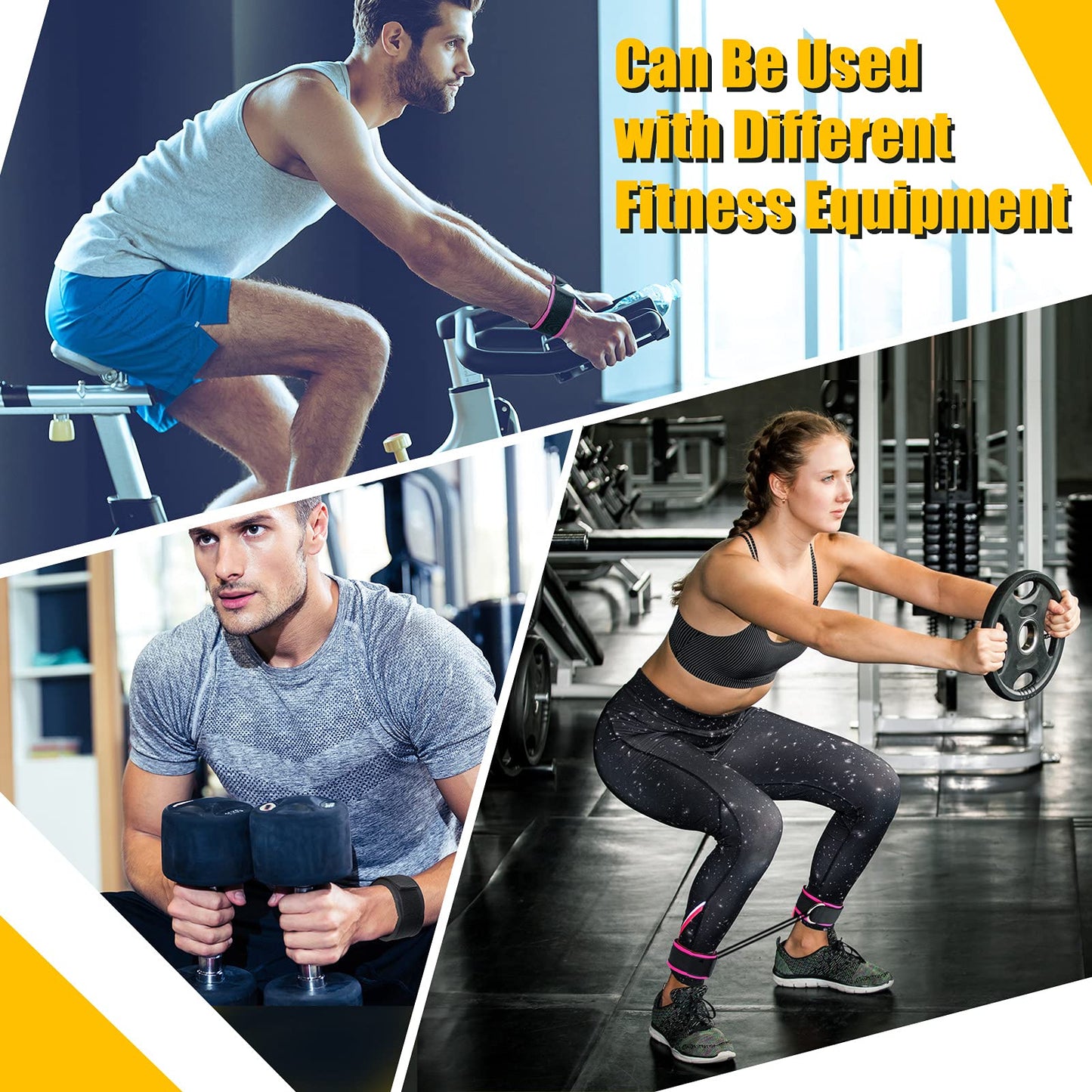 Kasyat 4 Pieces Ankle Wrist Straps Adjustable Padded Ankle Cuffs Soft Cable Machines Straps Exercise Cuff Attachments Ankle Cable Attachments Bands for Gym Arms Legs Exercise Men Women