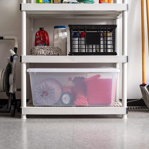 IRIS USA 91 Qt Stackable Plastic Storage Bins - BPA-Free, Durable, See-Through Organizing Solution, 4 Pack - Clear