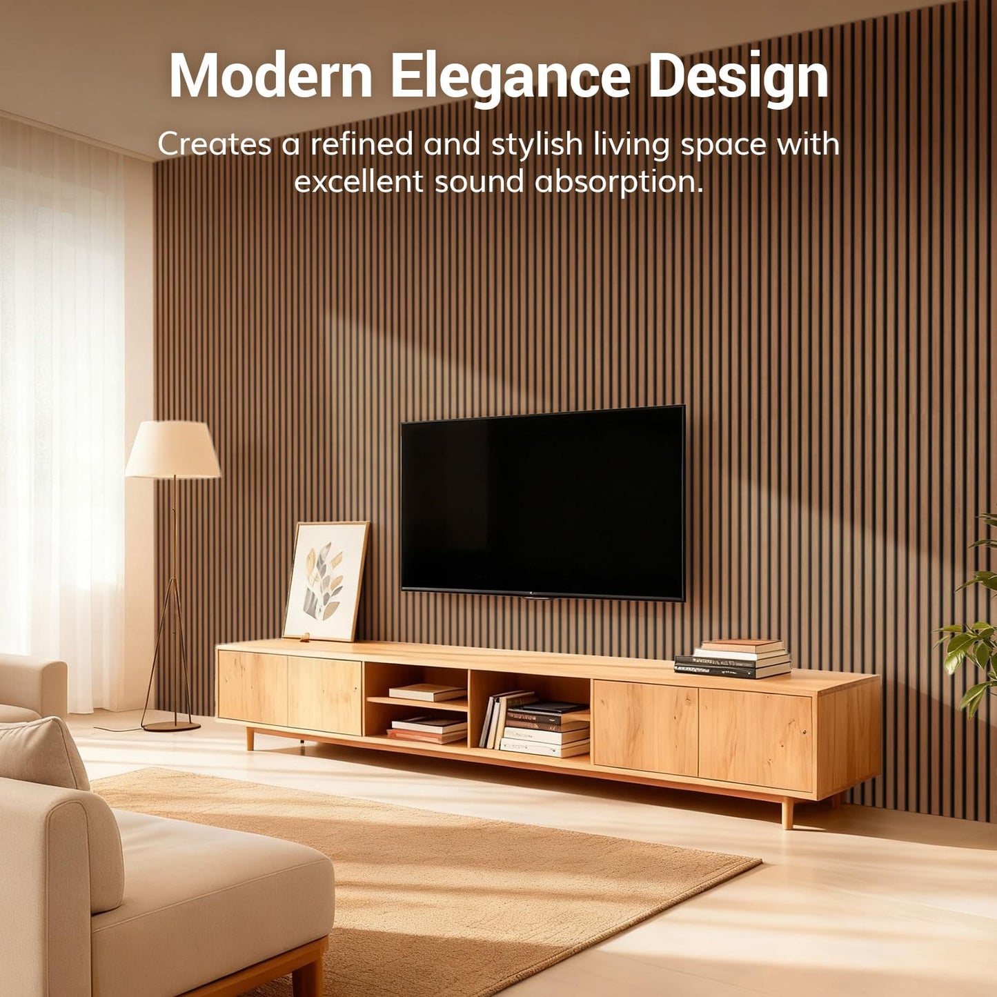 TONOR Wood Slatwall Panels, 4 Pack 47.2" x 23.6"/ 120 x60cm(31ft²) Acoustic Wall Panels, Wood Slat Acoustic Panels for Noise Cancelling and Decoration, Living Room, Bedroom, Office, Walnut