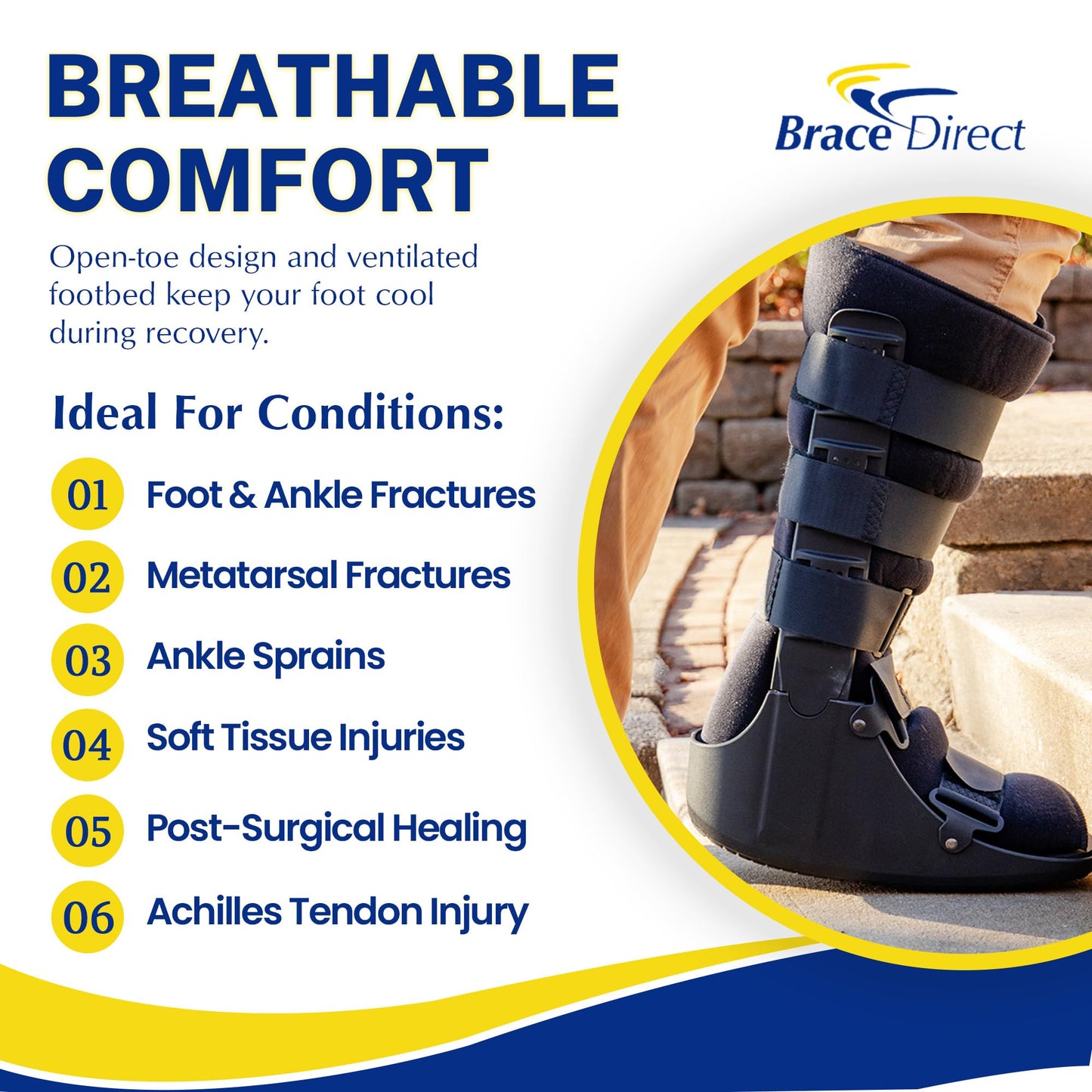 Brace Direct CAM Walker Boot - Tall Orthopedic Walking Boot for Fracture, Sprained Ankle, and Injury Recovery (X-Small - US Shoe Size Men 3-4 / Women 4-6 / Youth 3-4)
