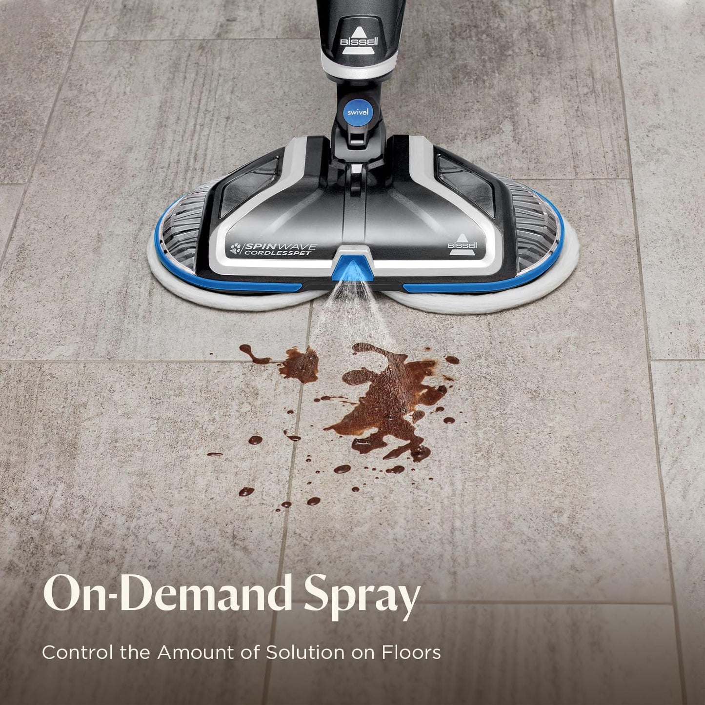 Bissell Spinwave Cordless Hard Floor Expert Spin Mop Cleaner, Multi-Surface Floor Cleaner with Washable Pads & Included Cleaning Formulas for Sealed Floors, 23159