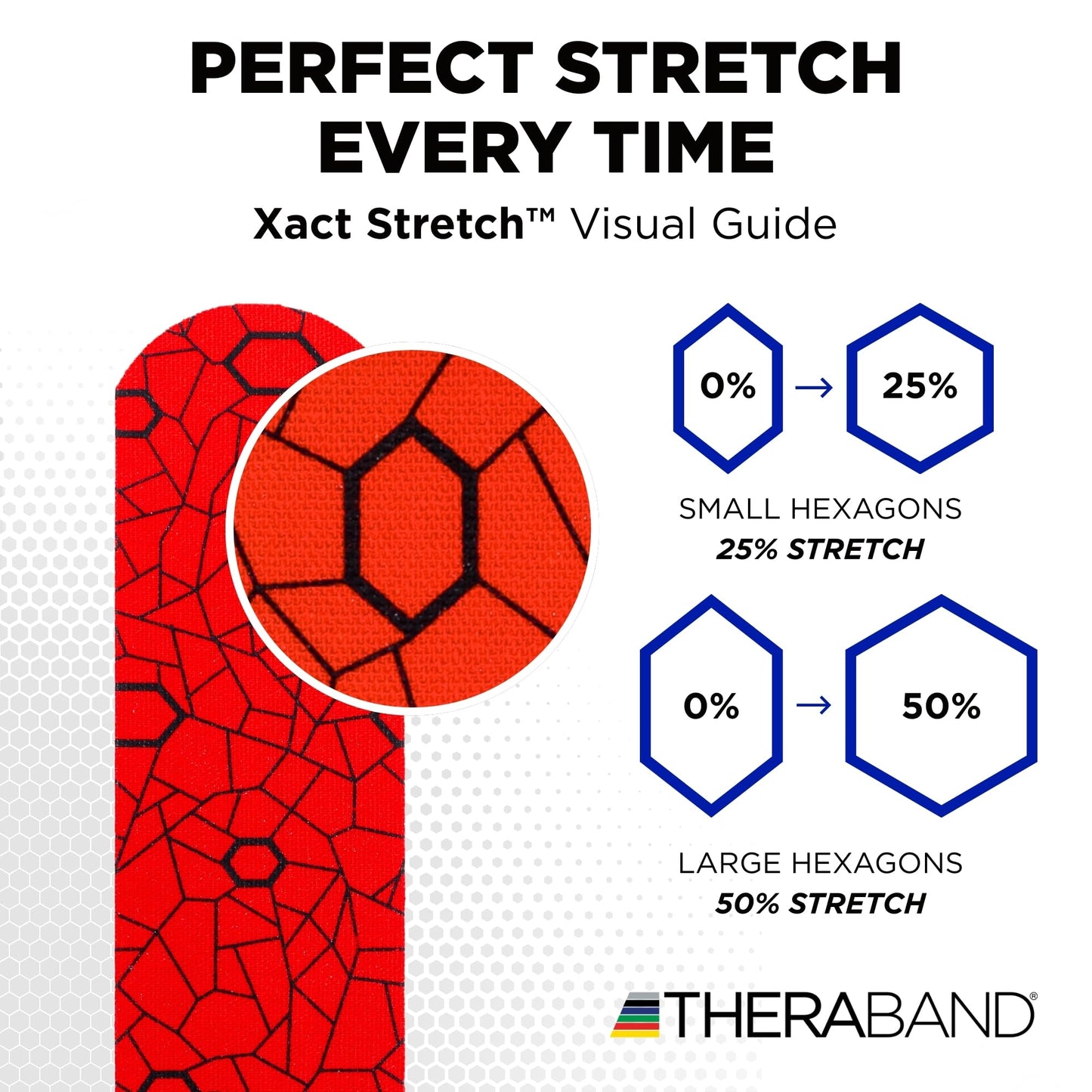 THERABAND Kinesiology Tape, Waterproof Physio Tape for Muscle & Joint Support, Standard Roll with XactStretch Application Indicators, 2" X 10" Strips, 20 Precut Strips, Hot Red/Black