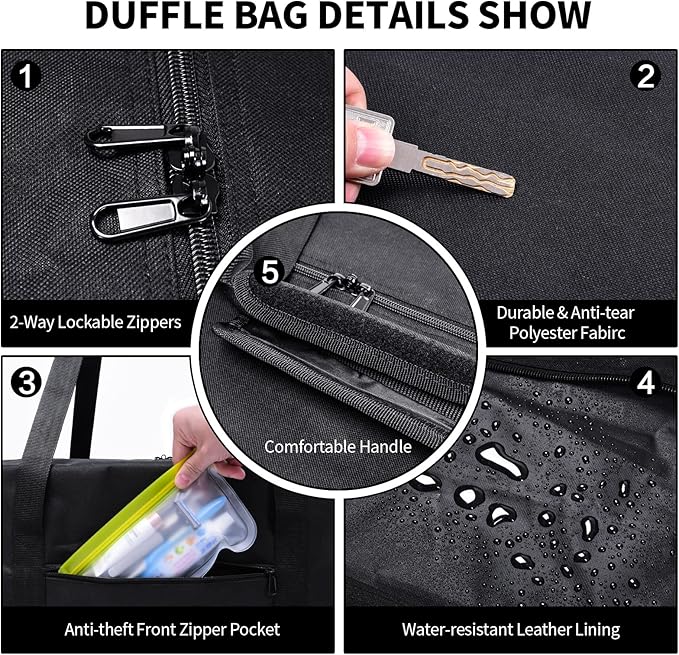 Urbanstand 48 Inch Travel Duffle Bag Extra Large Sport Equipment Duffel Bags with 2-way Lockable Zippers (Black)