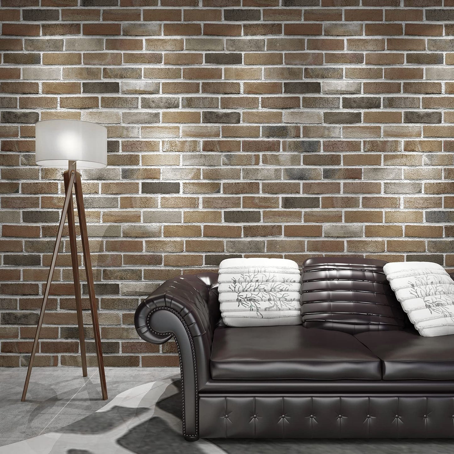Art3d 20-Pack105 Sq.Ft Faux Brick 3D Wall Panels Peel and Stick in Gray Brown, Self Adhesive Waterproof Foam Wallpaper for Bedroom, Bathroom, Kitchen