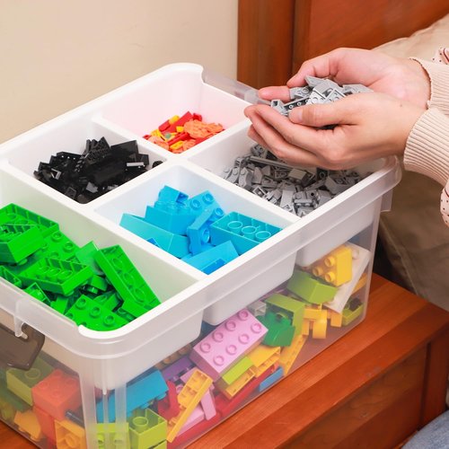 Citylife 17 QT Clear Plastic Storage Box - Removable Tray for Craft Organizers & Bead Storage