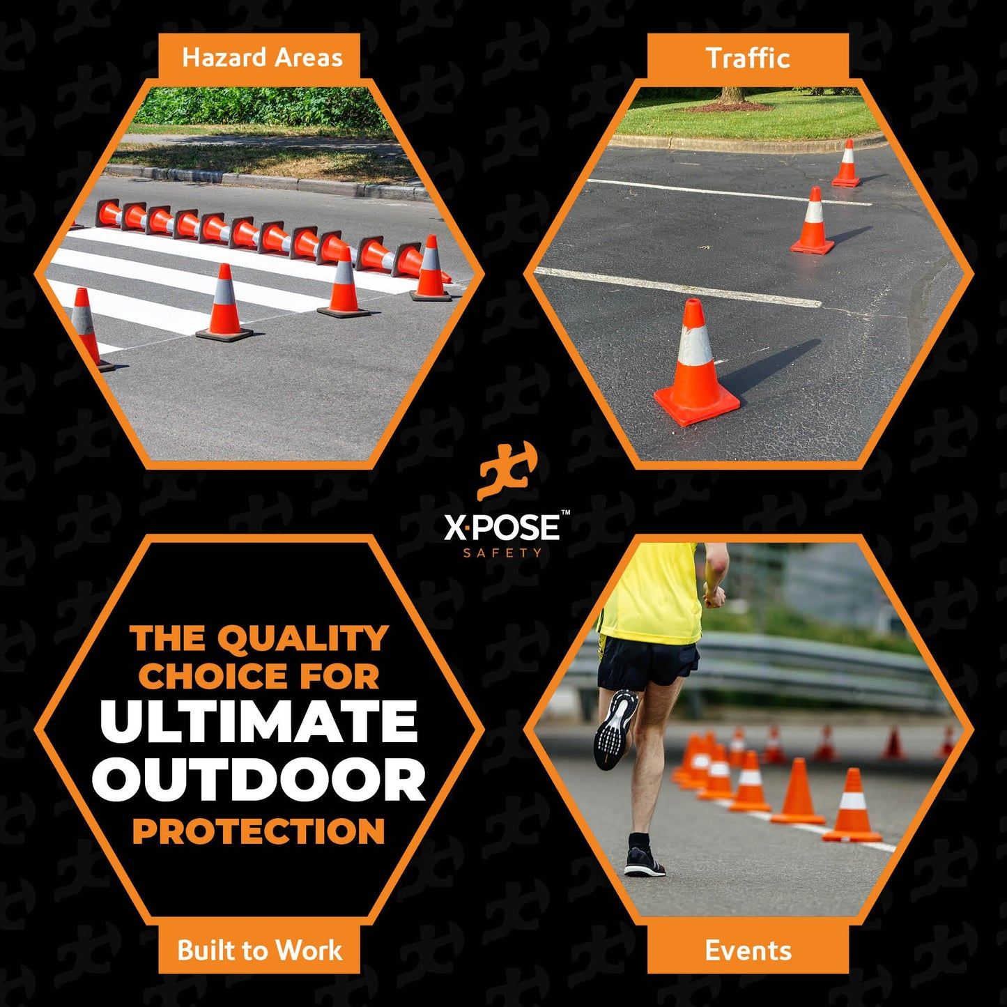Xpose Safety 12 Inch Orange Traffic Cones with 4" Collar - 12 Pack Multipurpose PVC Plastic Safety Cone for Parking, Soccer, Caution, Kids and Construction - DOT Approved