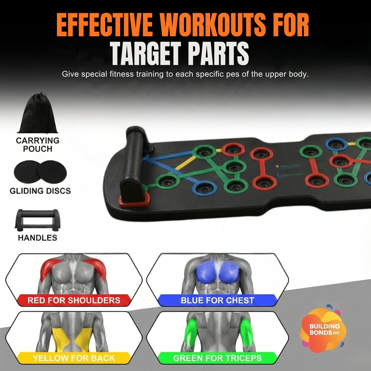 Push Up Board 21-in-1 Home Workout Equipment for Men & Women – Multi-Functional Push Up Bar with Handles, Resistance Bands, Sliding Discs & Carry Bag – Heavy-Duty 330 lbs Home Gym Equipment