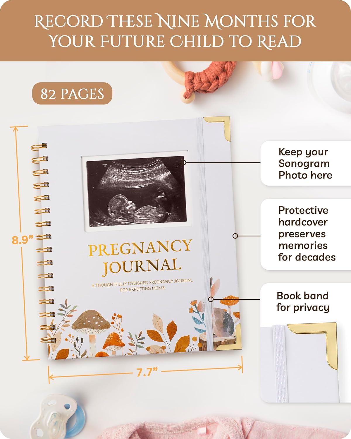 Pregnancy Journal by [Brand Name] - 82-Page Hardcover Memory Book for Expecting Moms | Thoughtful Gift for First-Time Moms