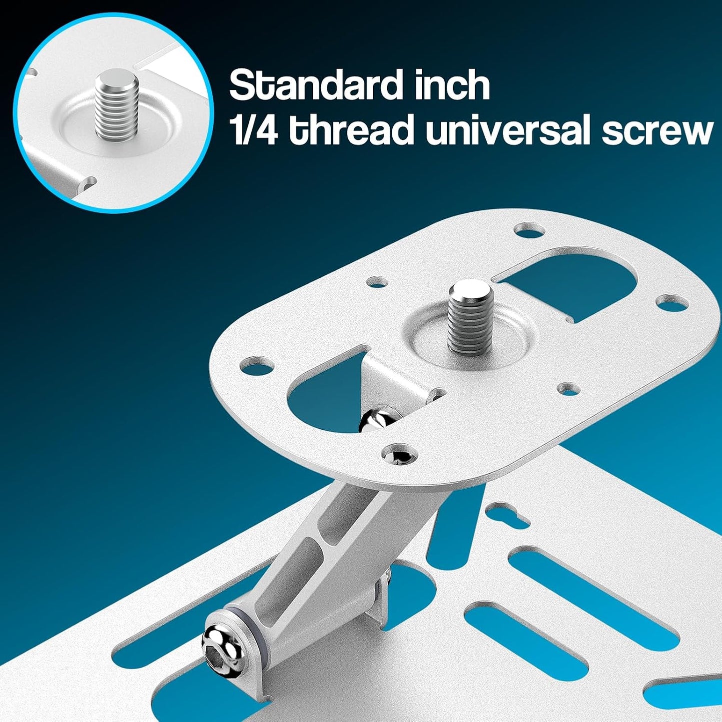 1/4" DAWASAPAT Adjustable Projector Stand with Screw, Silver Ceiling Mount for Home Office Studio, Mini Projector