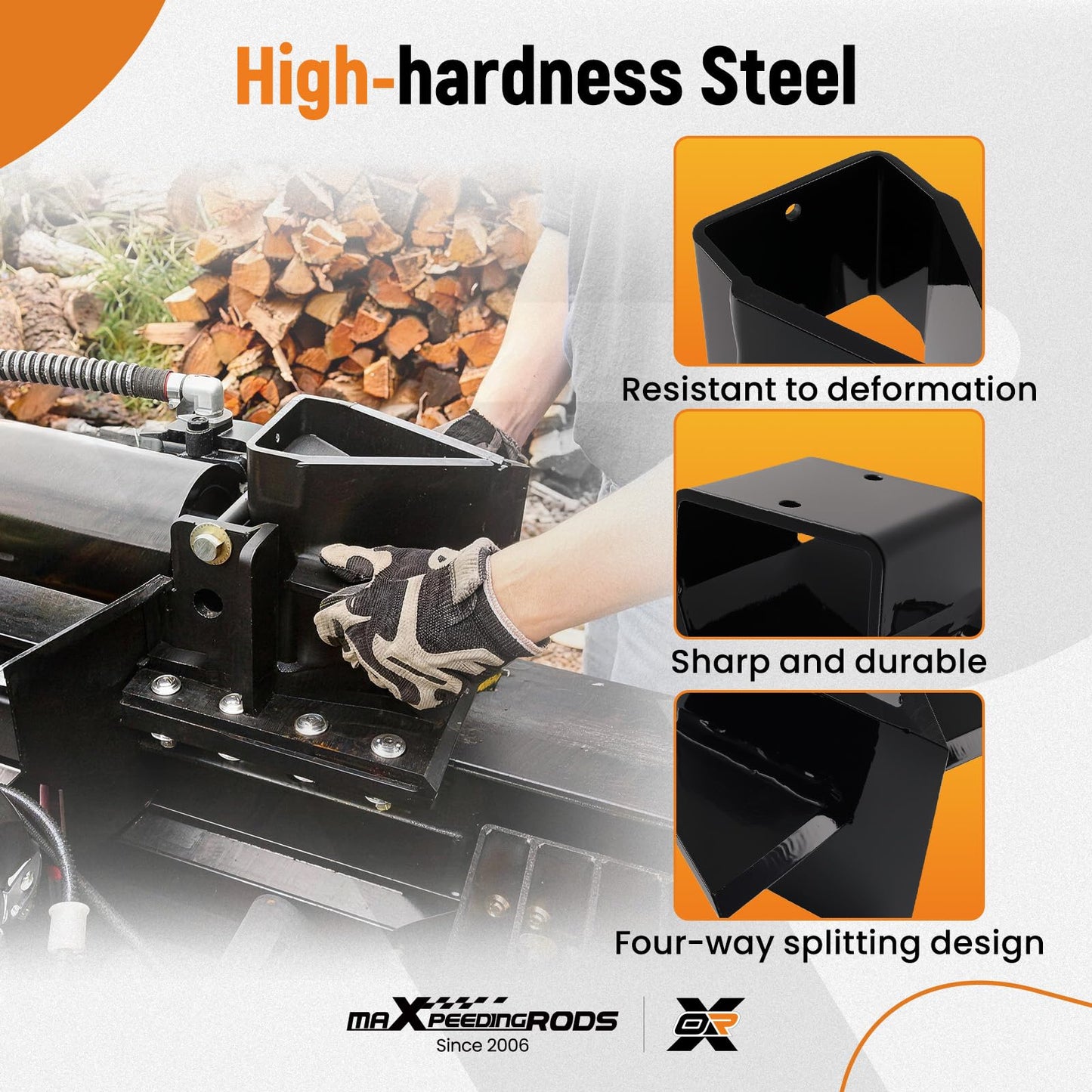 maXpeedingrods 4-Way Log Splitter Wedge for Swisher Branded 22 28 34 ton Log splitters