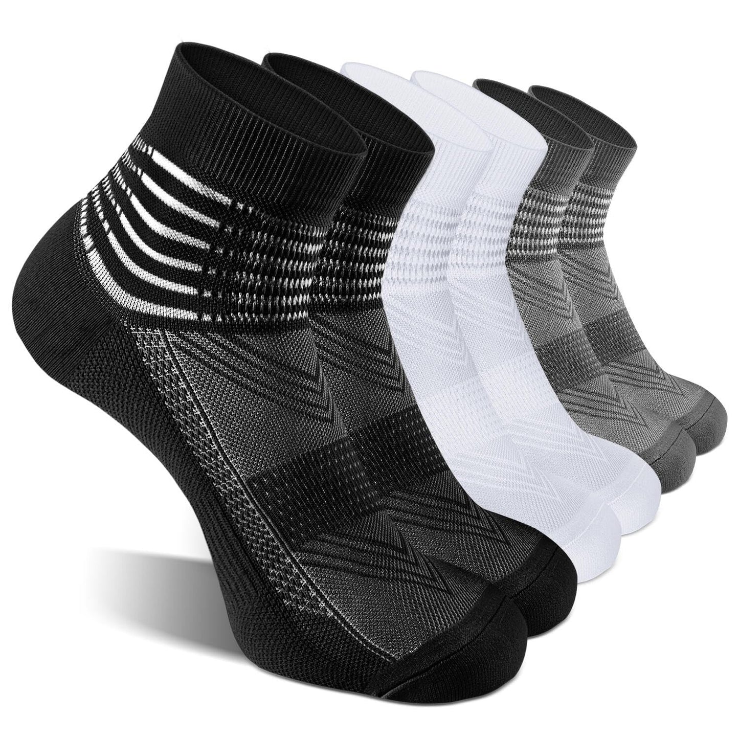 IRAMY Compression Ankle Support Socks Wicking Cushioned Athletic Plantar Fasciitis Relief Men Women 3 Pairs