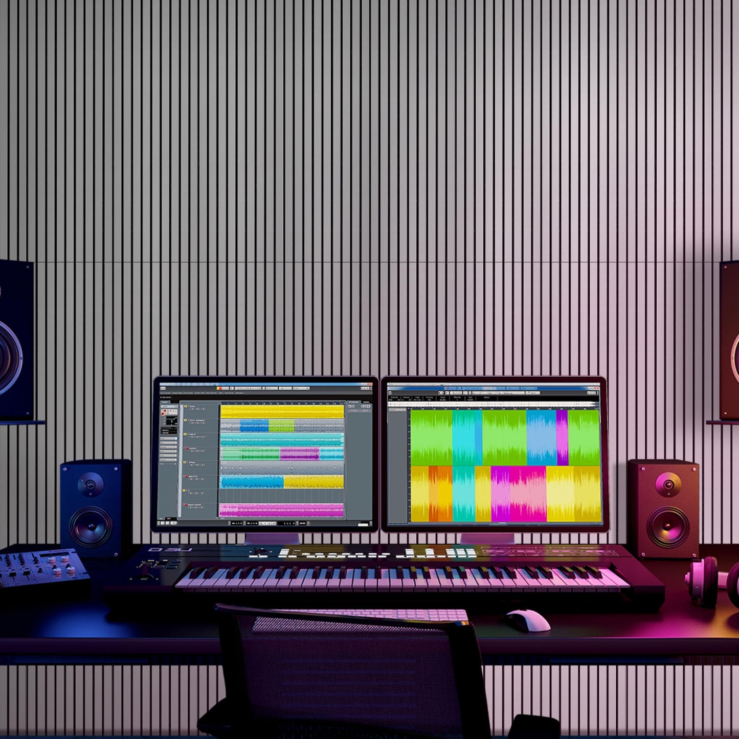 BUBOS 10 Pack Large Acoustic Panels, 48"X 12"X 0.4" Sound Proof Panels for Walls,Decorative Self-Adhesive Acoustical Wall Panels,3D Slat Sound Panels for Home Office Studio (White 01)