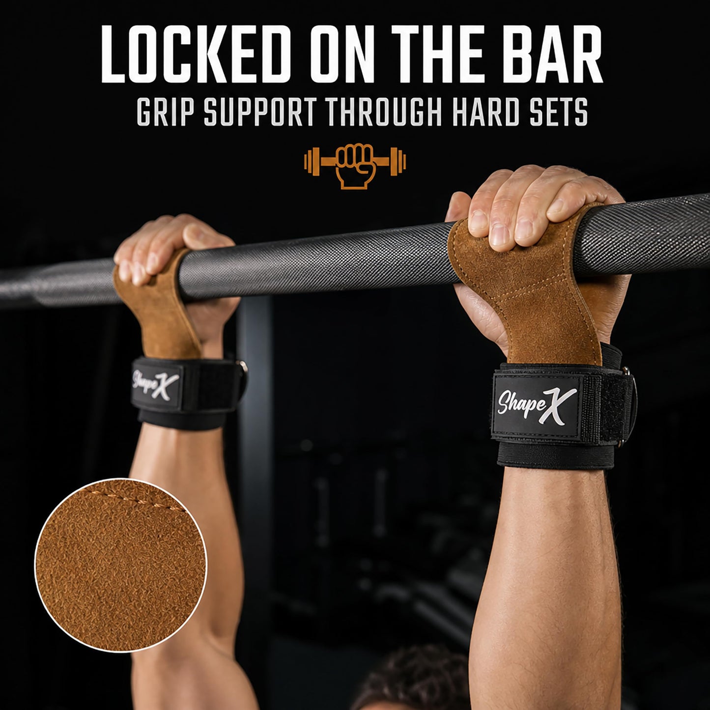 ShapeX Pull up Hand Grip for Men and Women - Weight Lifting Straps for Deadlift - Replacement for Versa, Crossfit Grips - Gym Hand Strap for Excercise and Gymnastics