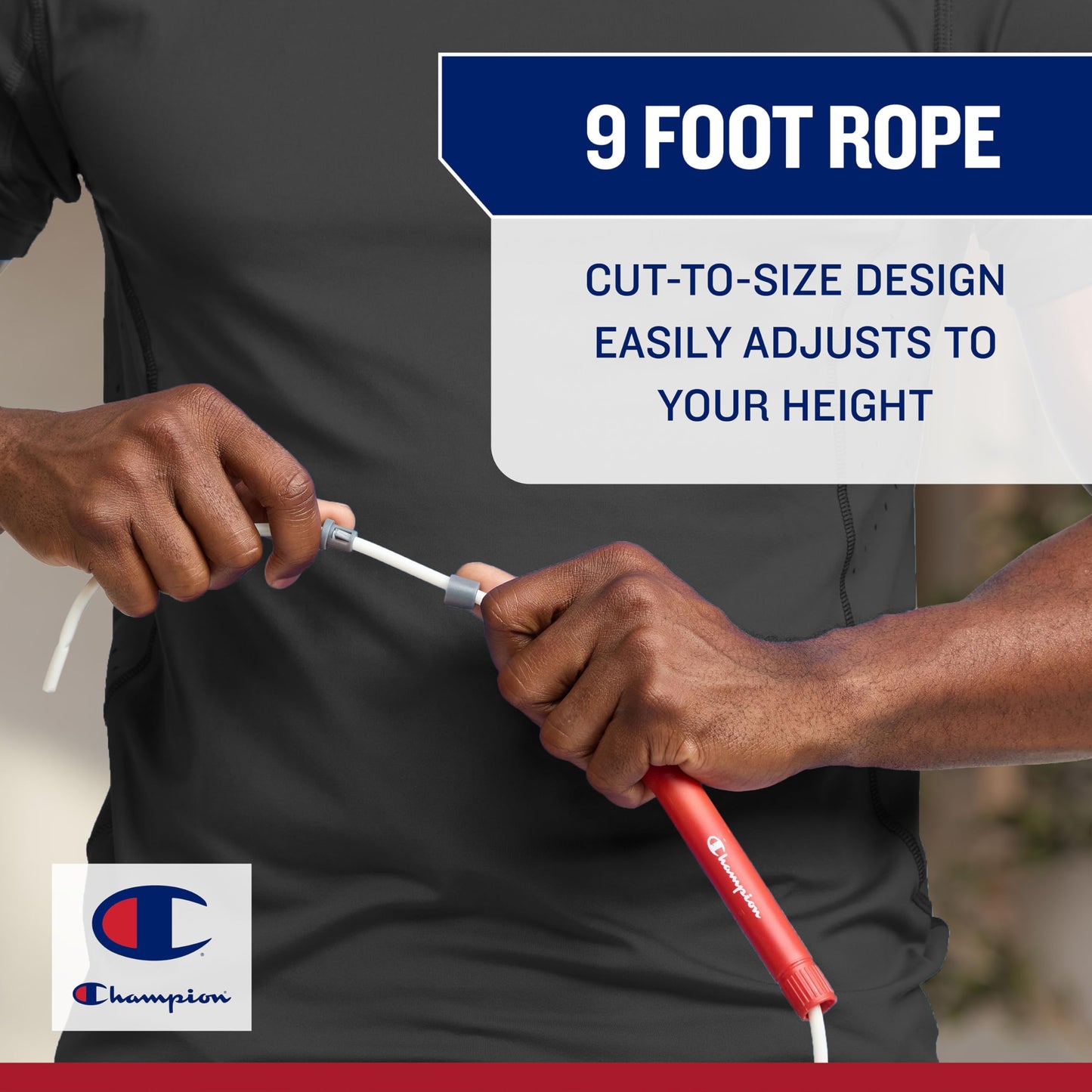 Champion Classic Exercise Jump Rope for Men and Women (Red), Adjustable 9 Ft Speed Rope for Adult Fitness, Smooth Rotation Skipping Rope for Endurance, Coordination, and Full-Body Conditioning