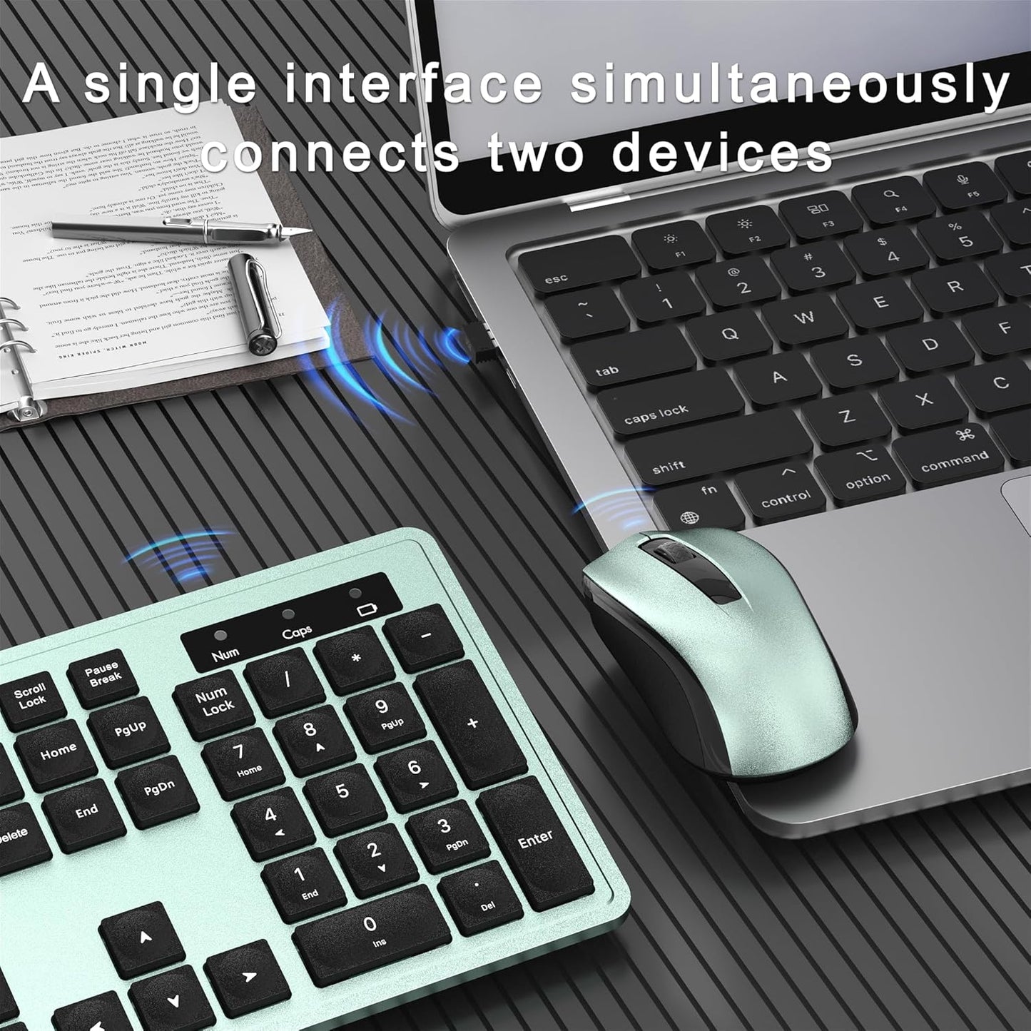 MPTOG 104-Key 15 Wireless Keyboard and Mouse Combo, Full-Size Office Keyboard with Function Keys, Numeric Keypad