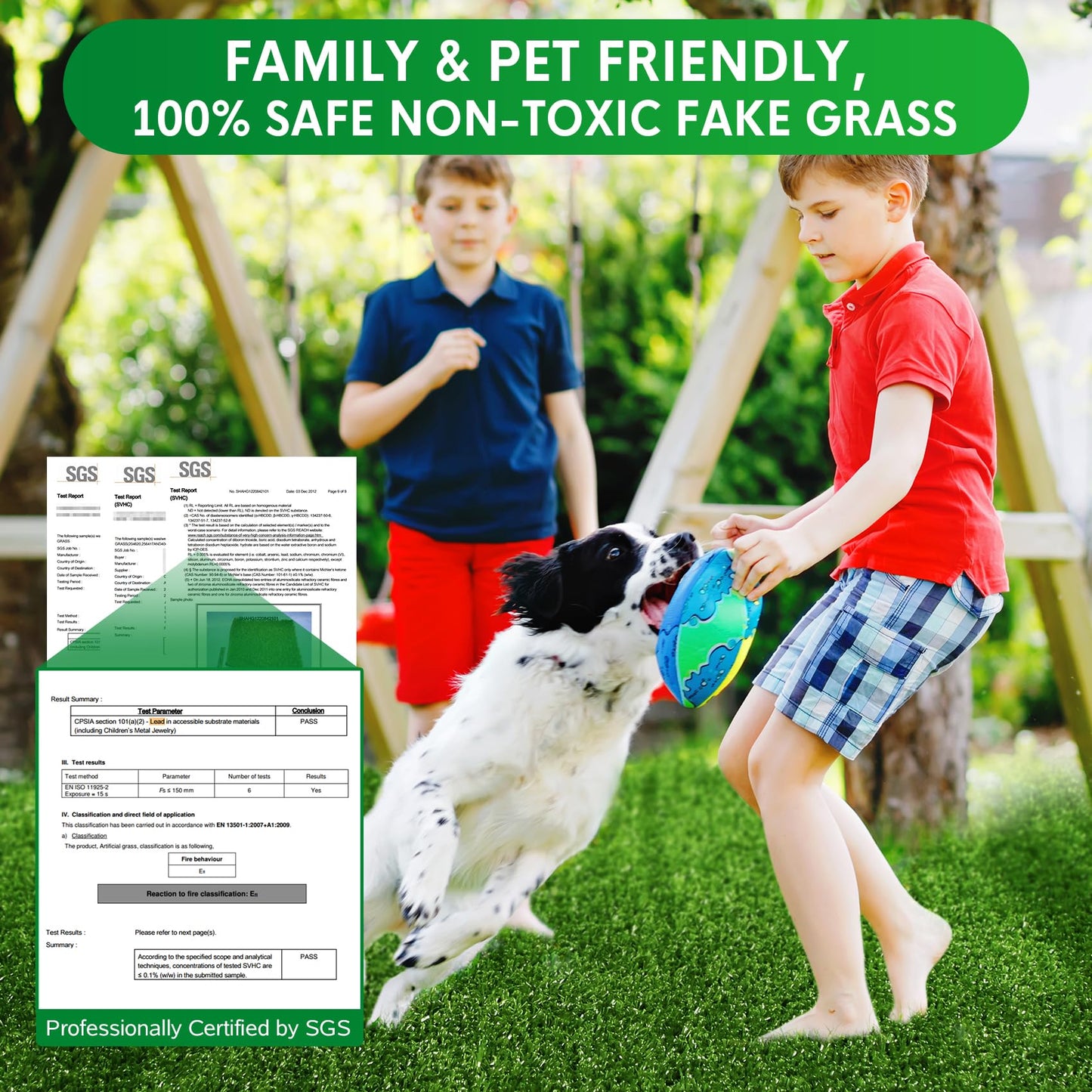 XLX TURF Artificial Grass Outdoor Runner Rug - 5FT x 10FT Fake Grass Carpet Low Pile Turf for Balcony Dogs Kids Playground - Pets Friendly