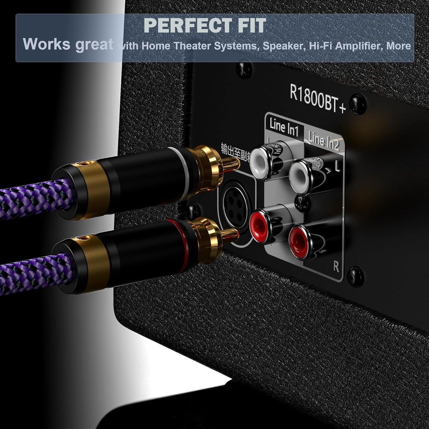 Veimeitk 2 2 24K (2.5FT/0.75m) RCA to RCA Audio Cable Heavy Duty Gold-Plated Pure Copper Shell Oxygen-Free Copper